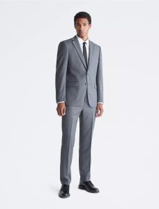 Calvin grey tailored men's suit with slim fit design at Libin’s Menswear